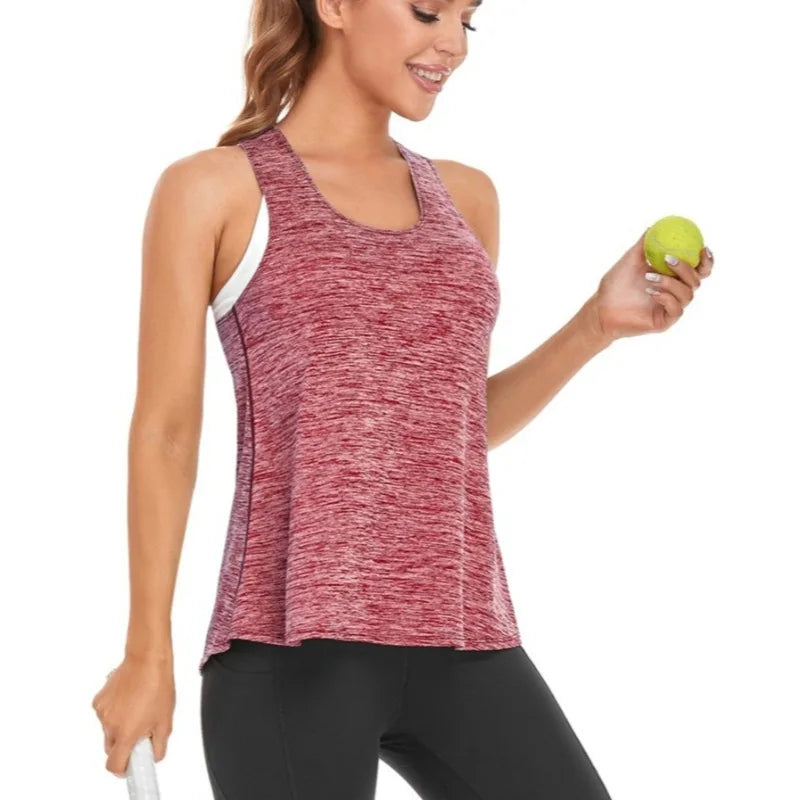 Women Gym Yoga Vest Athletic Fitness Sports Tank Tops Quick Dry Running Blouse Workout Tops Sleeveless Back Yoga Shirts Gym Top